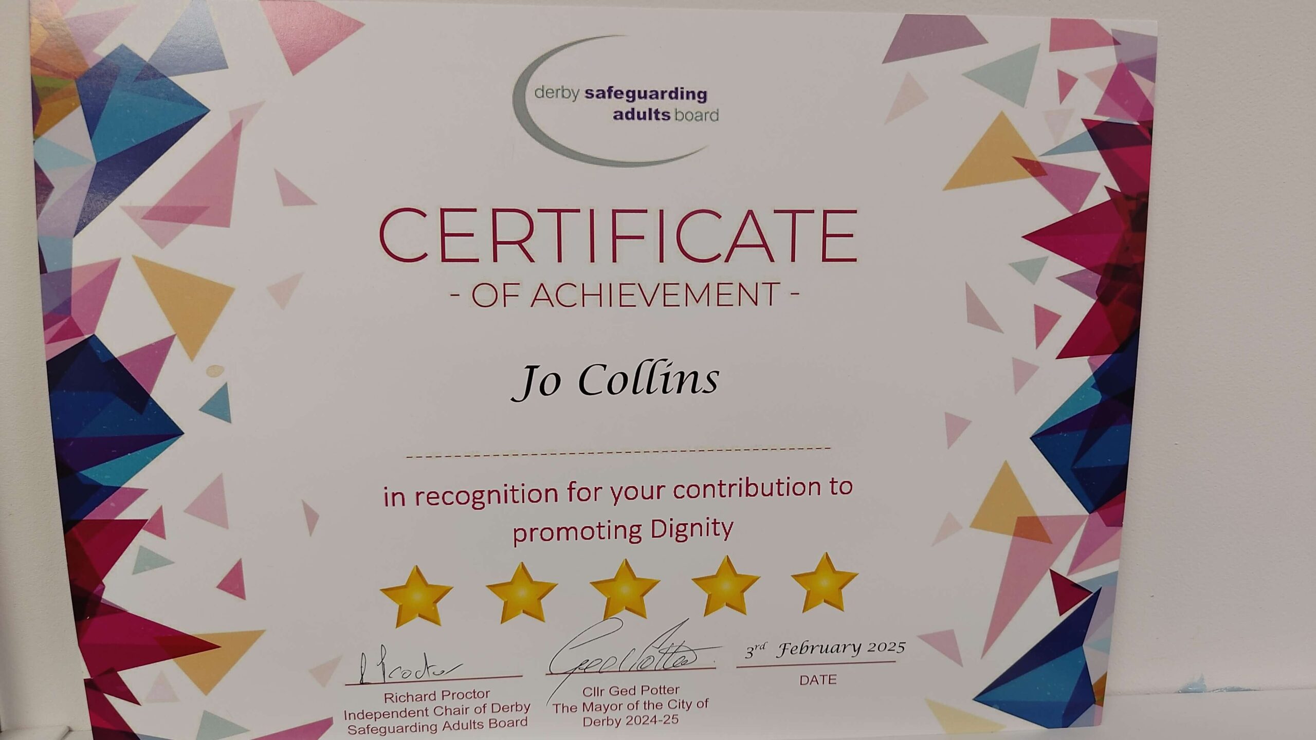 Derventio staff member recognised for promoting dignity in her role as Housing & Support Officer featured image